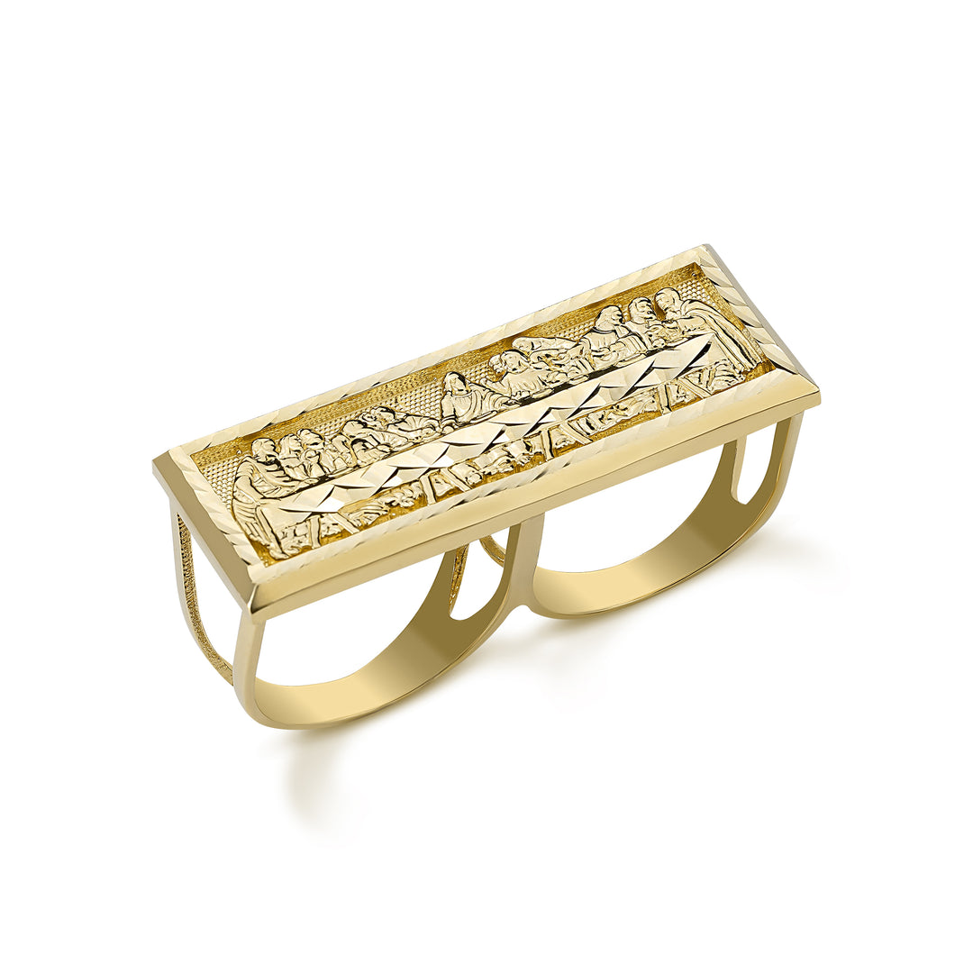 10k Gold Classic Last Supper Two-Finger Ring