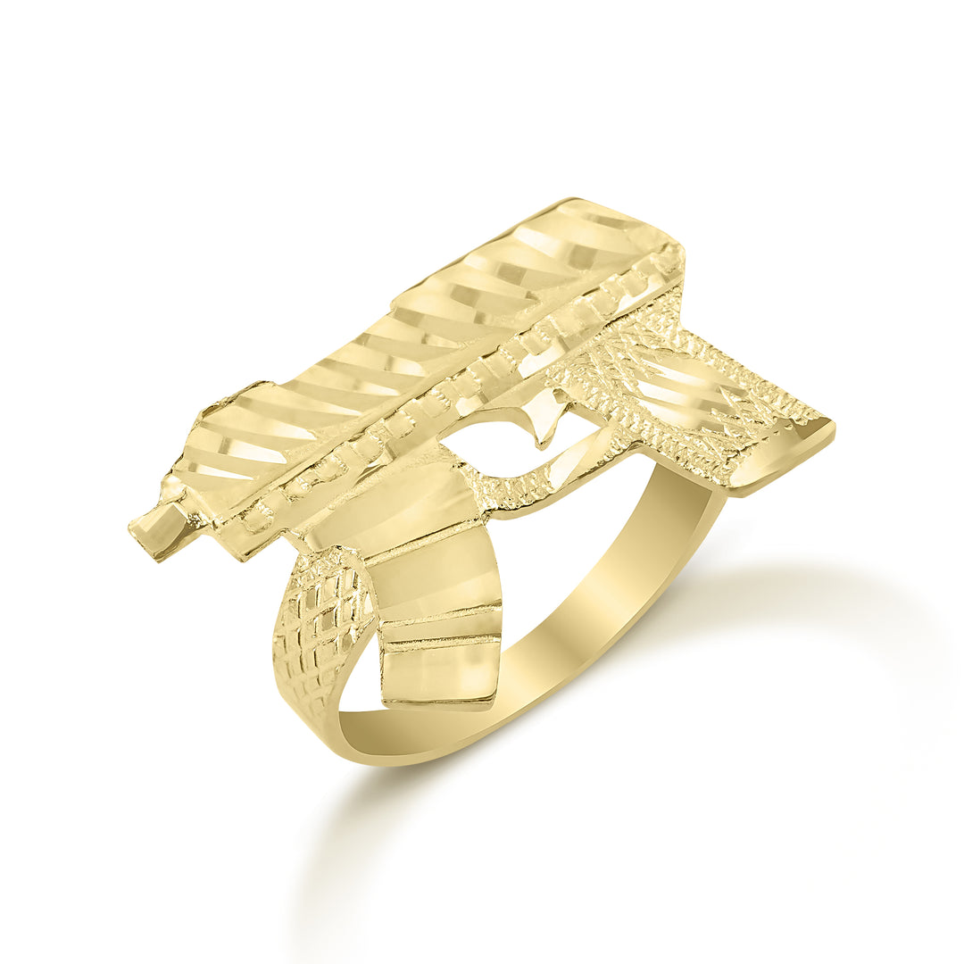 10k Gold Classic Uzi Gun Ring