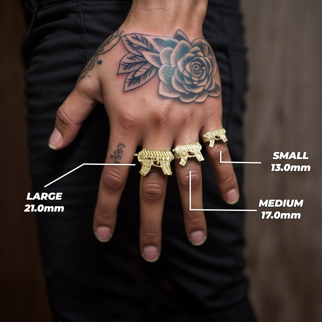 10k Gold Classic Uzi Gun Ring