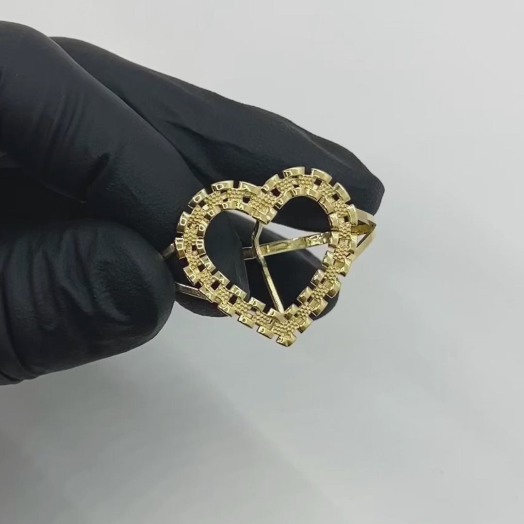 10k Gold Royal Rolex Heart Two Finger Ring