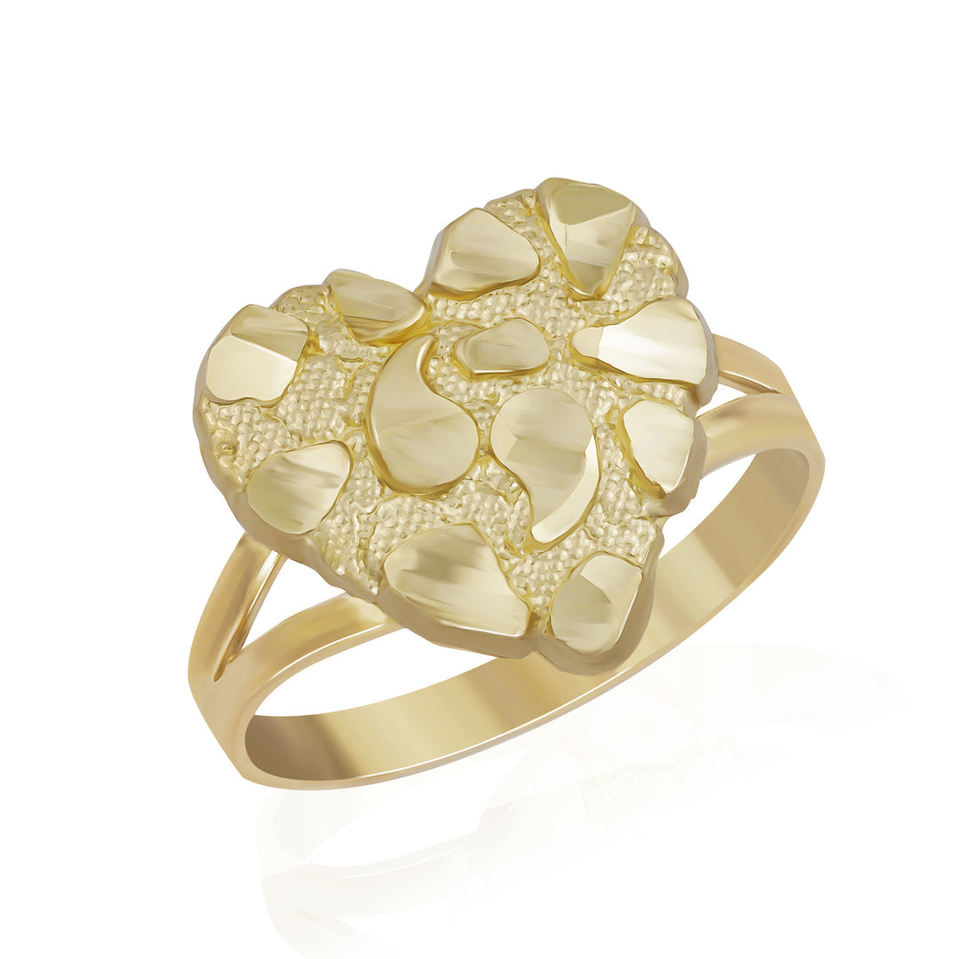 10K Gold Heart Nugget Ring