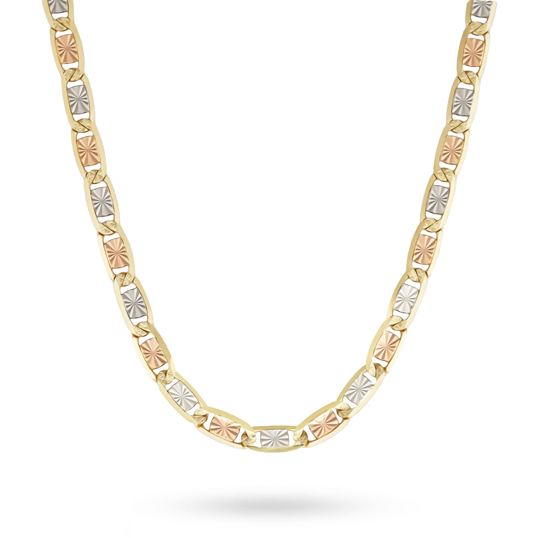 14k Gold Tri-color Valentino DC Chain (Solid)