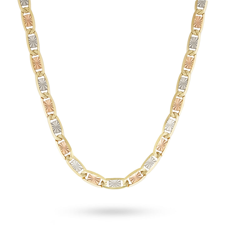 14k Gold Tri-color Valentino DC Chain (Solid)