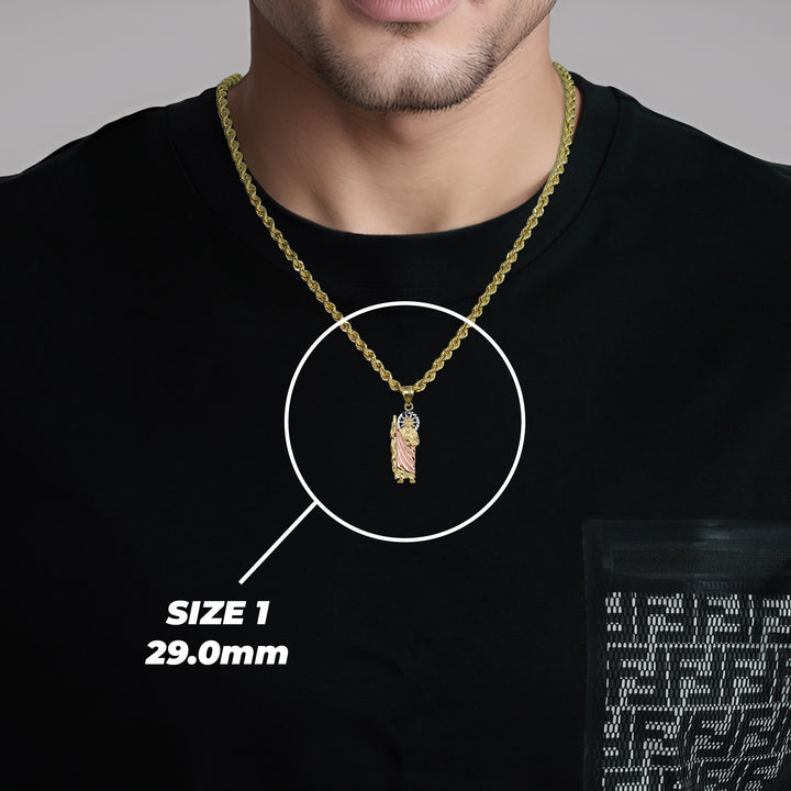 10k & 14k Gold Golden San Judas Tri-Color DC Pendant