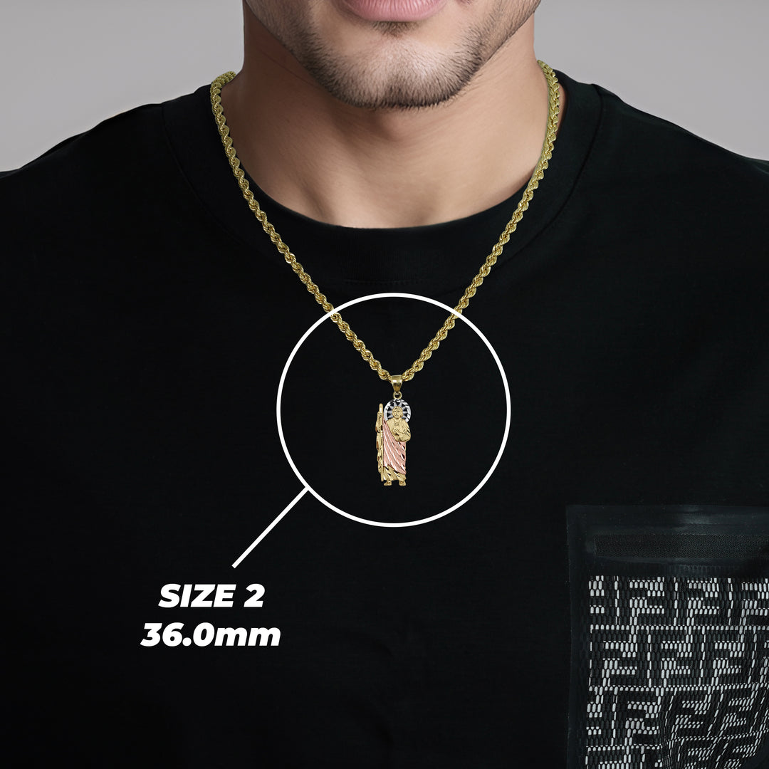 10k & 14k Gold Golden San Judas Tri-Color DC Pendant