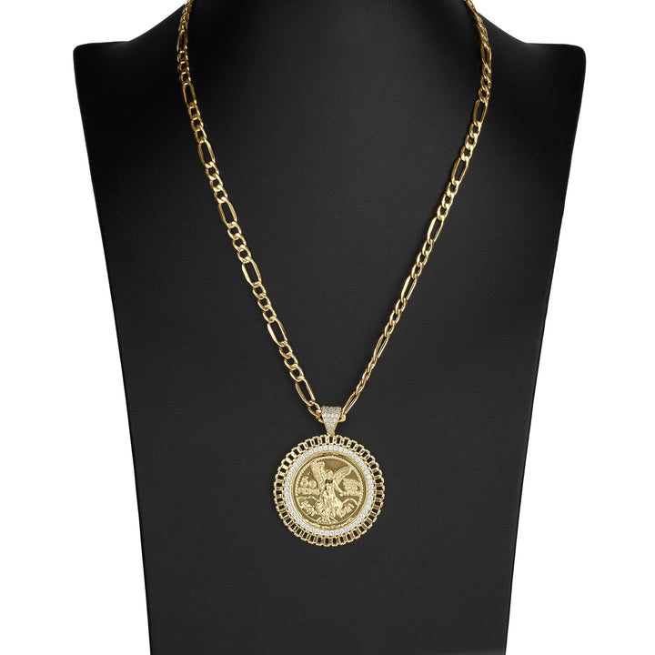 14k Gold Centenario Rollie Bezel Round CZ Pendant