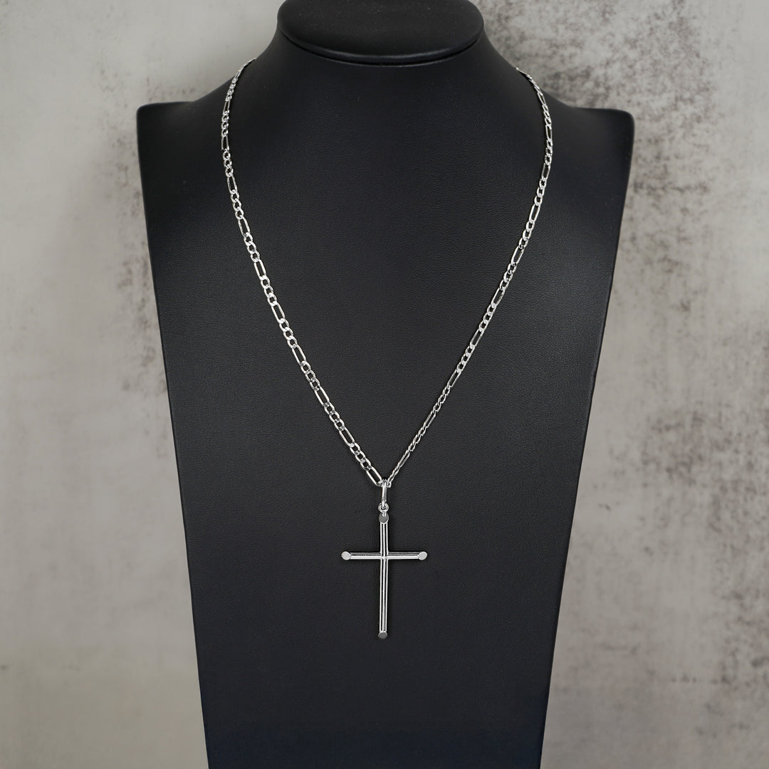 10k & 14k Gold Classic Tube Cross Pendant (White Gold)