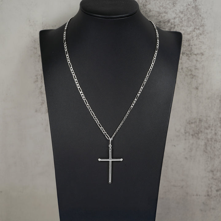 10k & 14k Gold Classic Tube Cross Pendant (White Gold)