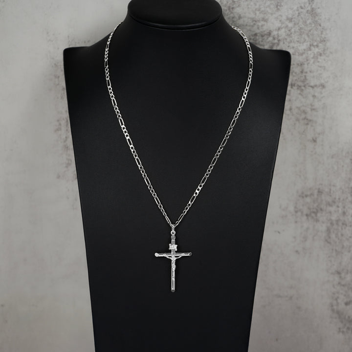 10k & 14k Gold Classic INRI Crucifix Cross Pendant (White Gold)