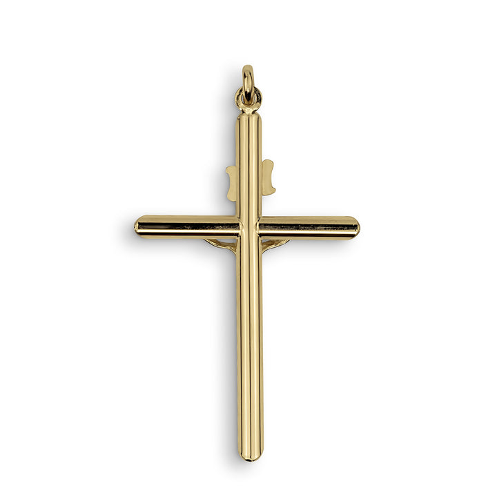 10k & 14k Gold Classic INRI Crucifix Cross Pendant Necklace (Yellow Gold)