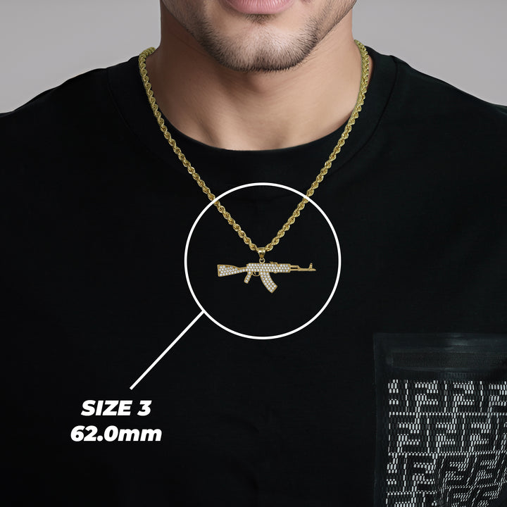 10k & 14k Gold Iced AK-47 Gun Pendant