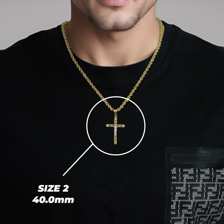 10k & 14k Gold Relic INRI Two-Tone Crucifix Cross Pendant