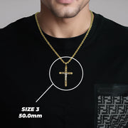 10k & 14k Gold Relic INRI Two-Tone Crucifix Cross Pendant