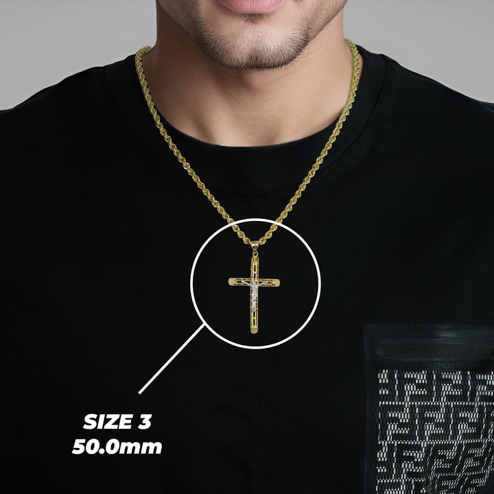 10k & 14k Gold Relic INRI Two-Tone Crucifix Cross Pendant