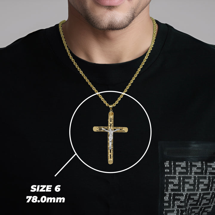 10k & 14k Gold Relic INRI Two-Tone Crucifix Cross Pendant