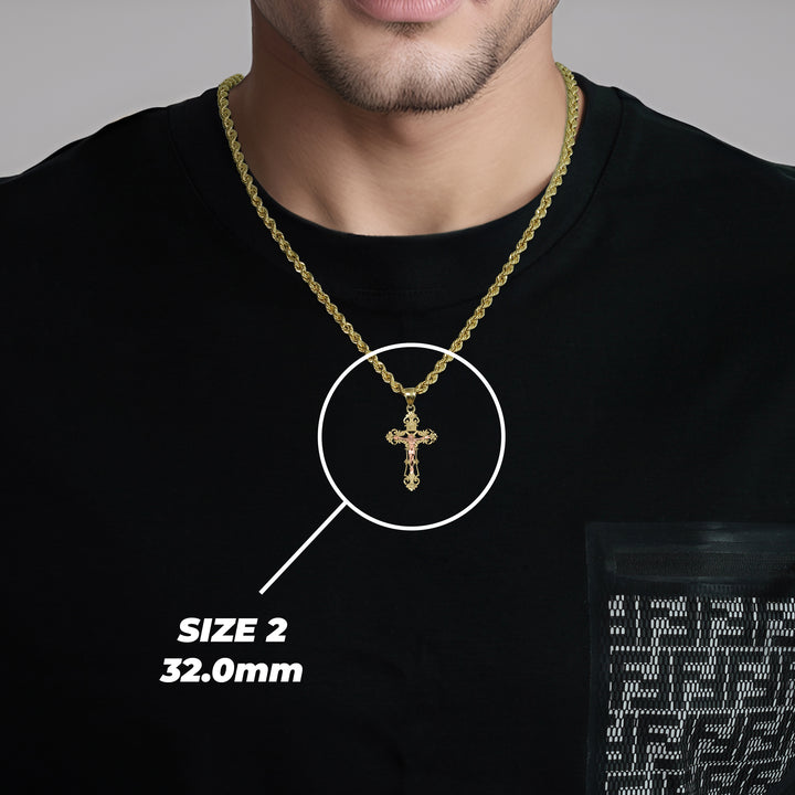 10k & 14k Gold INRI Two-Tone Luxe Crucifix Pendant