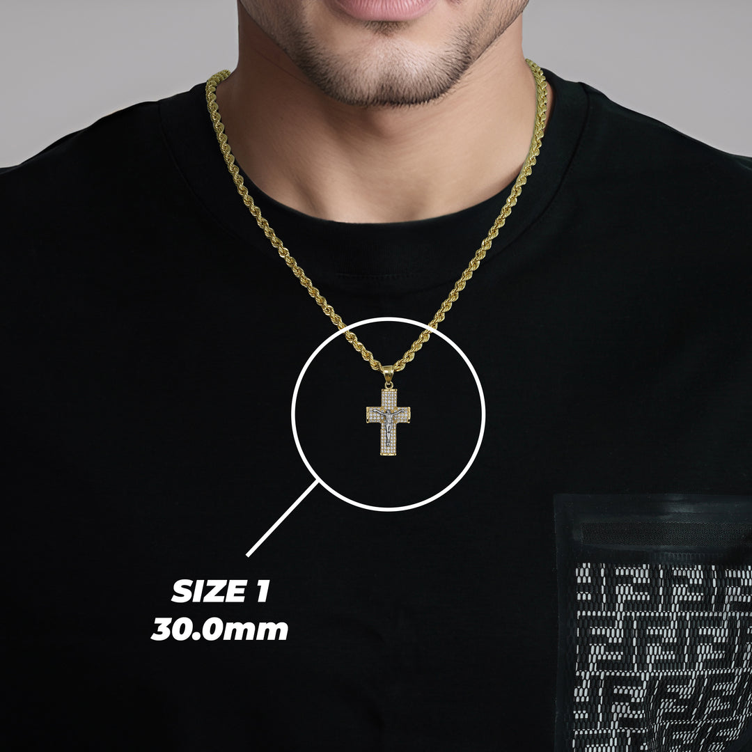 10k & 14k Gold Hermo Iced Crucifix Cross CZ Pendant