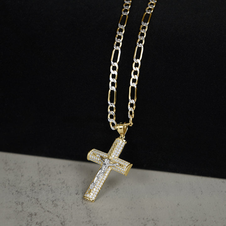 10k & 14k Gold Yelca Crucifix Cross CZ Pendant