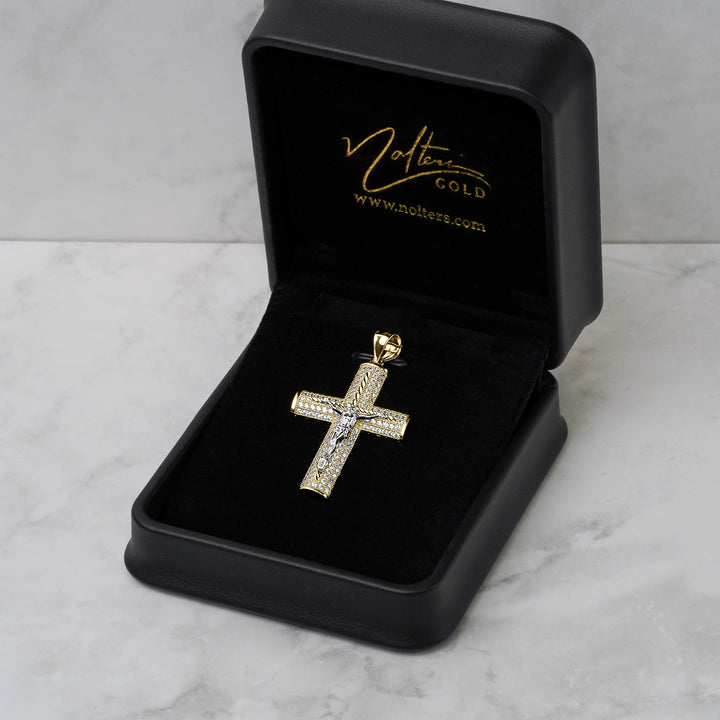 10k & 14k Gold Yelca Crucifix Cross CZ Pendant