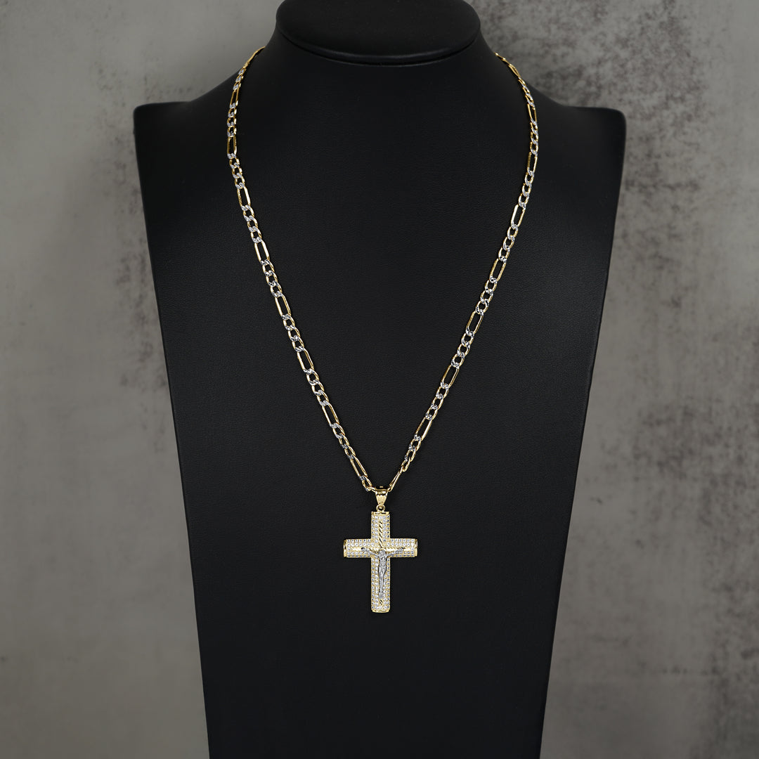 10k & 14k Gold Yelca Crucifix Cross CZ Pendant
