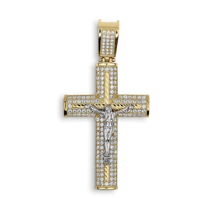 10k & 14k Gold Yelca Crucifix Cross CZ Pendant