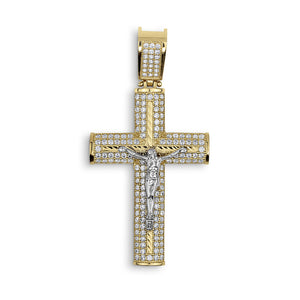 10k & 14k Gold Yelca Crucifix Cross CZ Pendant