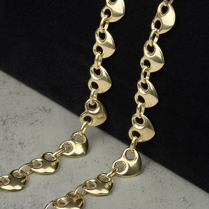 10k Gold Classic Puff Heart Gucci Chain (Hollow)