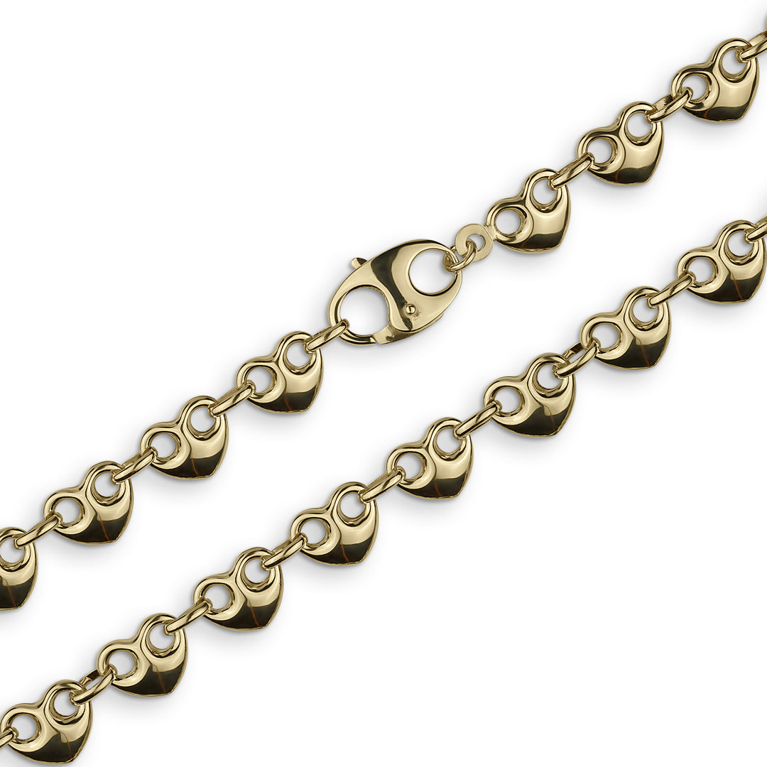 10k Gold Classic Puff Heart Gucci Chain (Hollow)
