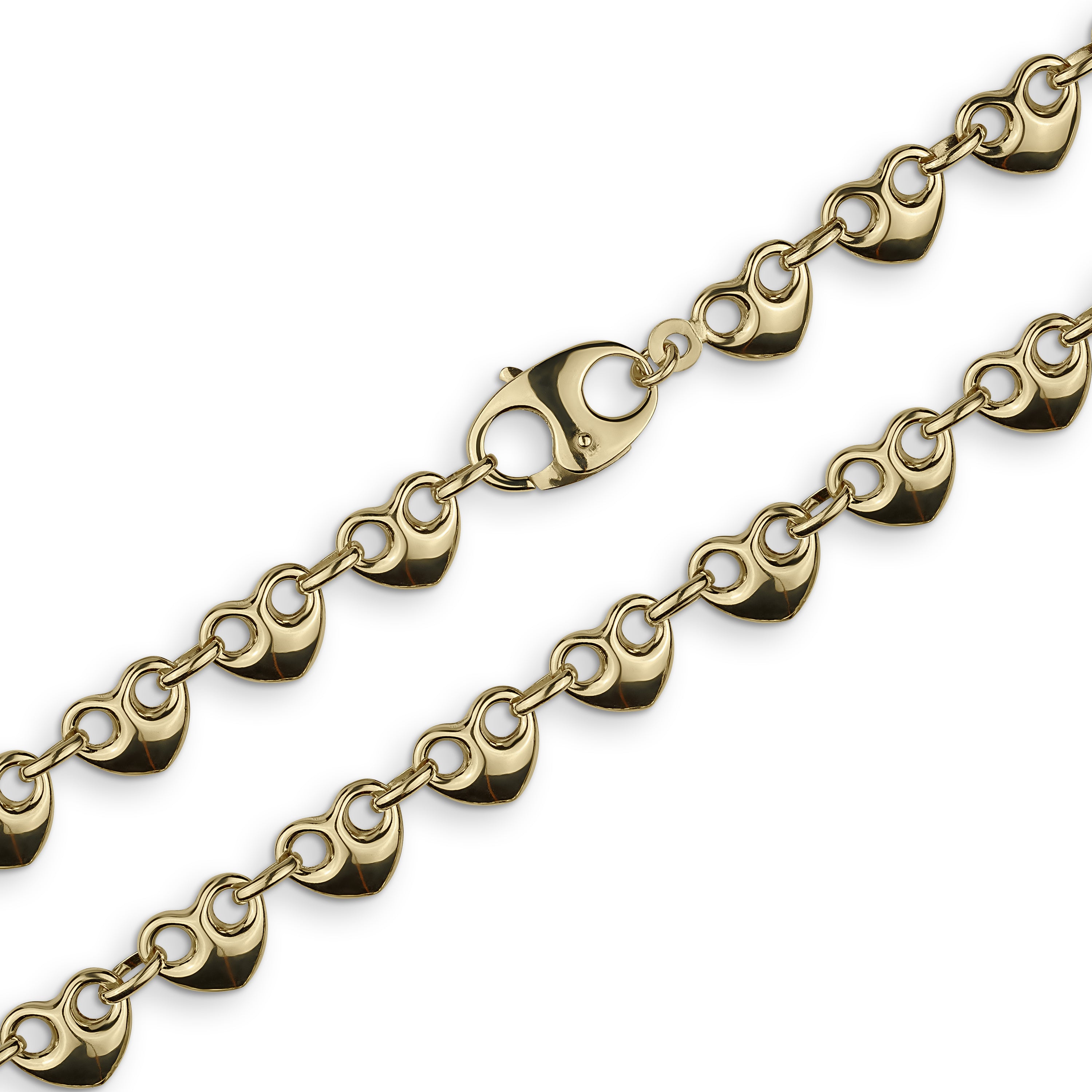 10k Gold Classic Puff Heart Gucci Chain (Hollow)