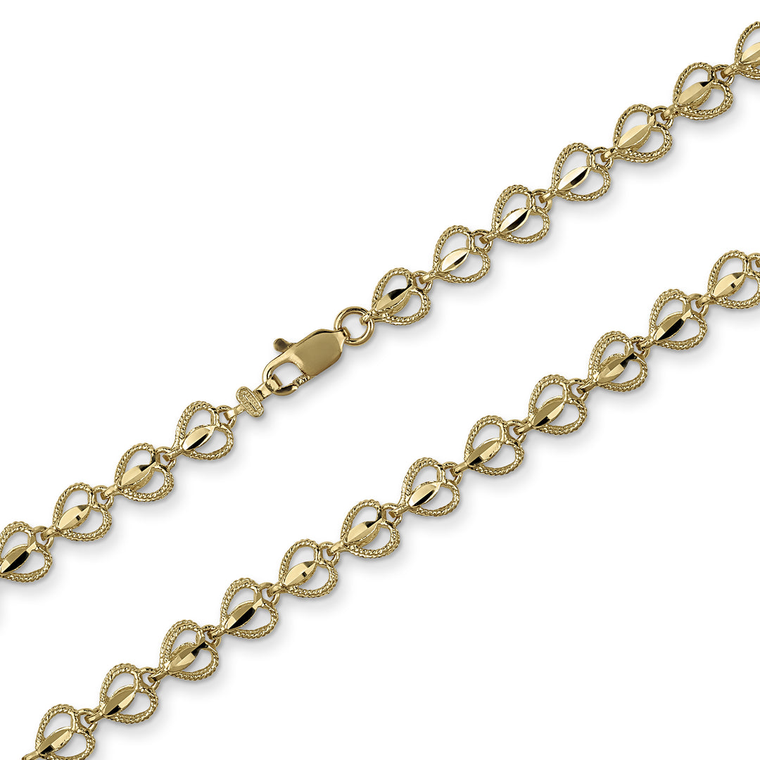 10k Gold Heart Turkish Chain Bracelet/Anklet (Solid)