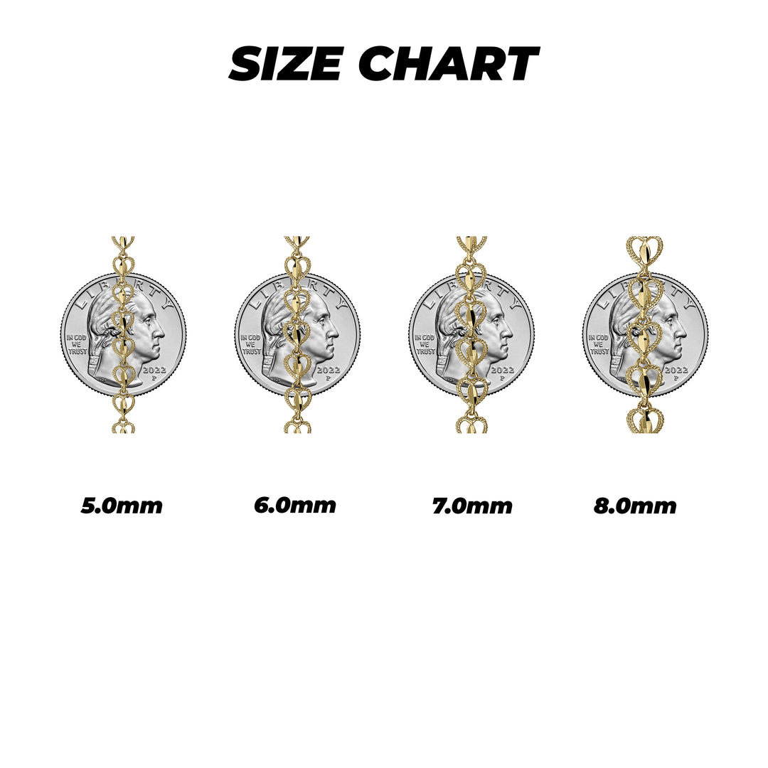 10k Gold Heart Turkish Chain (Solid)