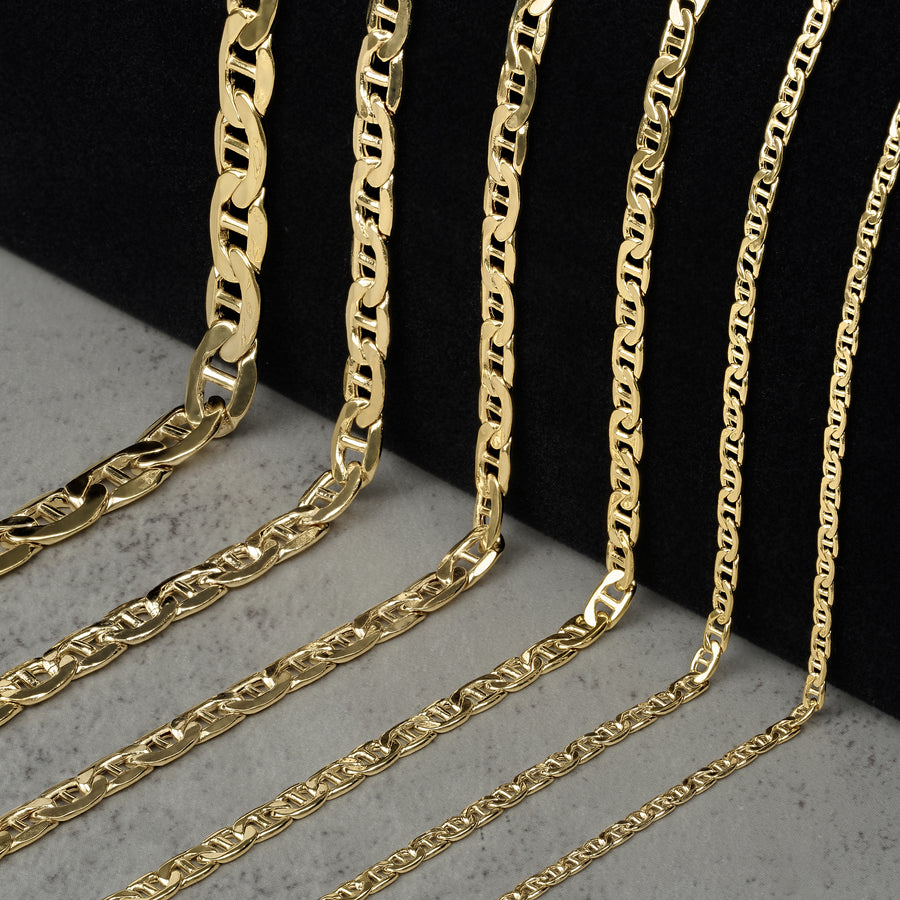 14k Gold Classic Mariner Chain (Hollow)