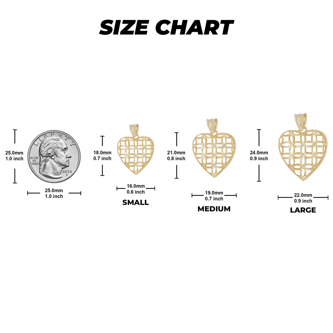 10k Gold Filigree DC Puff Heart Pendant