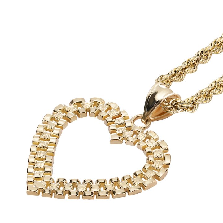 10k Gold Royal Rolex Heart Pendant