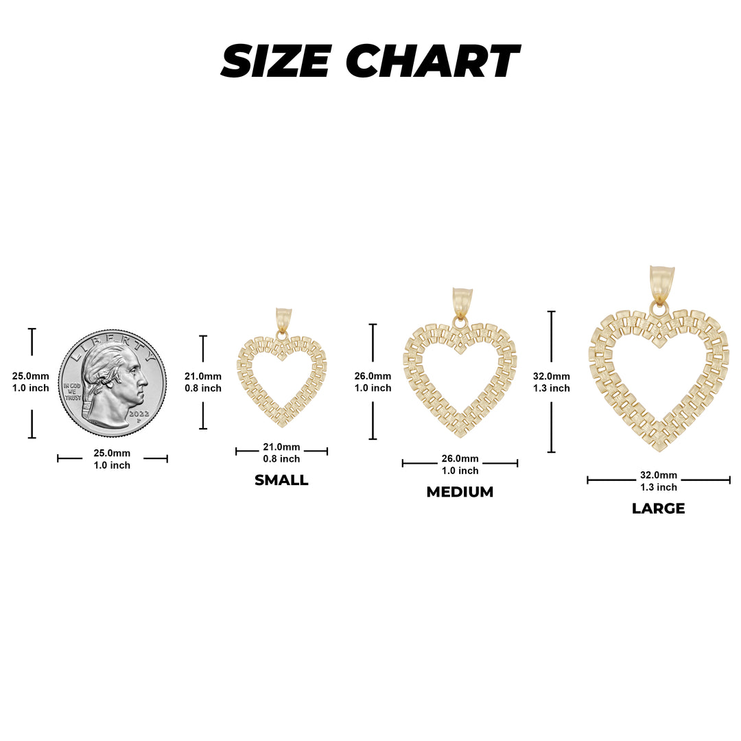 10k Gold Royal Rolex Heart Pendant