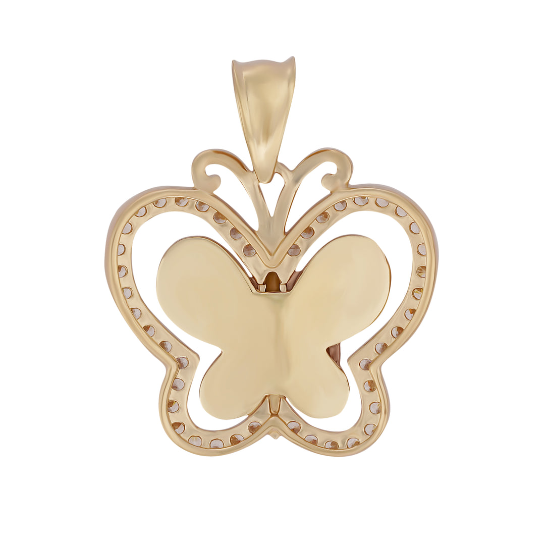 10k & 14k Gold Quinceanera Fancy Two-Tone Butterfly Pendant