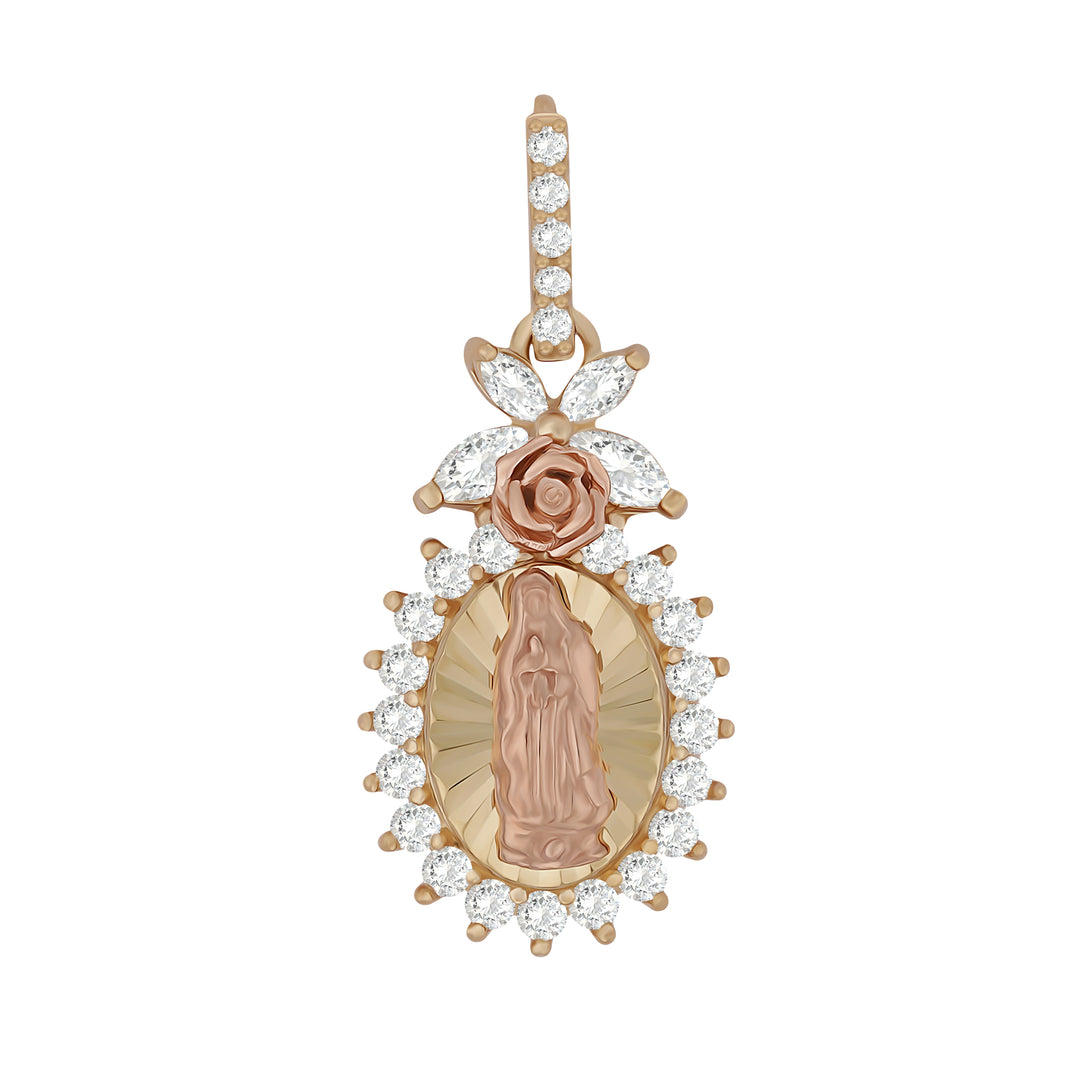 14k Gold Guadalupe Blingin Two-Tone Pendant