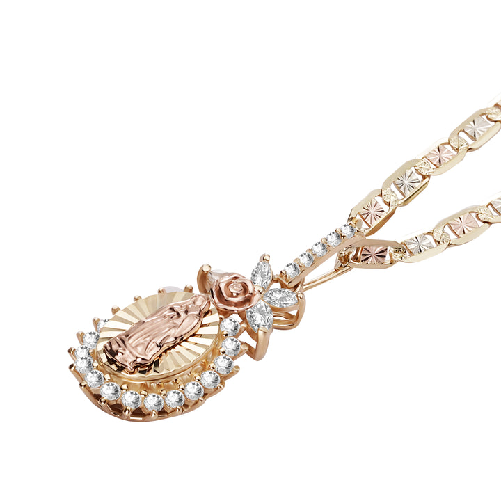 14k Gold Guadalupe Blingin Two-Tone Pendant