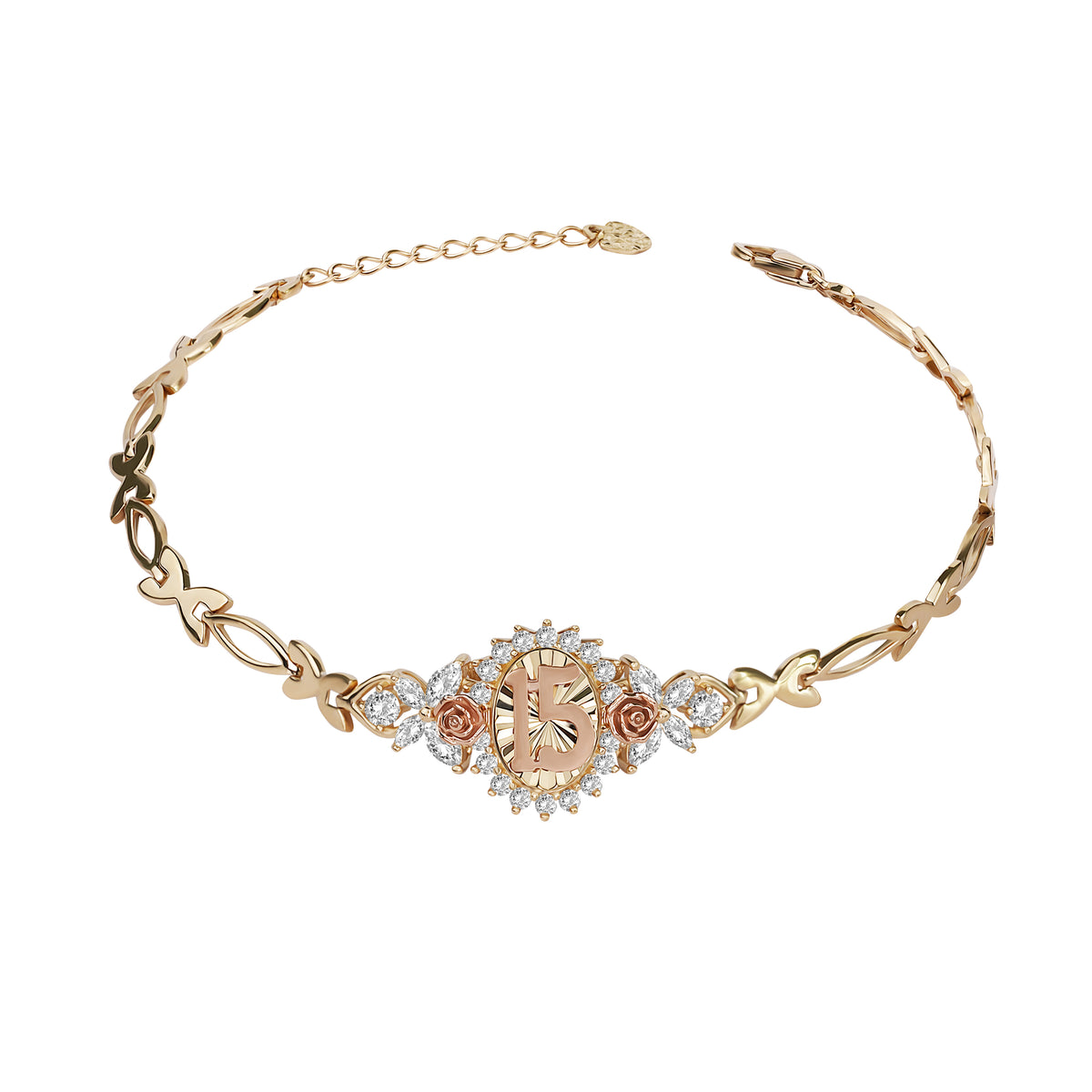 10k & 14k Gold Quinceanera Blingin Two-Tone Bracelet