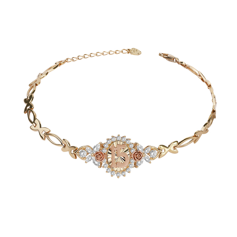 10k & 14k Gold Quinceanera Blingin Two-Tone Bracelet