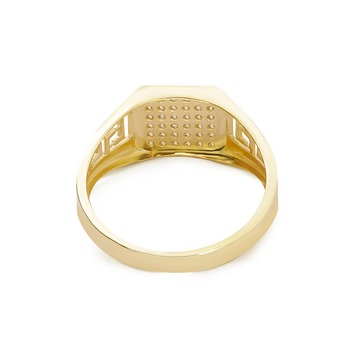 10k Square Signet Greek Key Ring