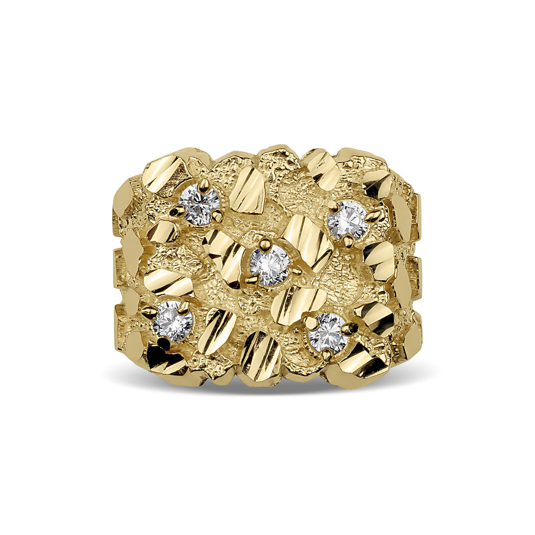 10k & 14k Gold Classic Nugget Square V CZ Ring