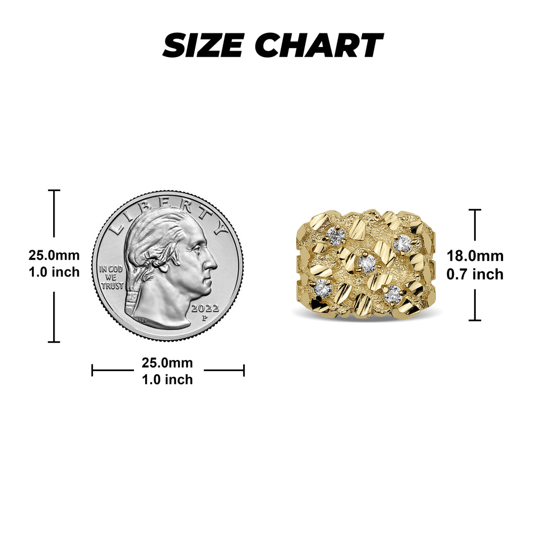 10k & 14k Gold Classic Nugget Square V CZ Ring