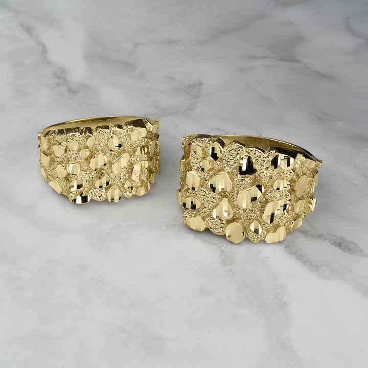 10k & 14k Gold Classic Nugget Square Ring