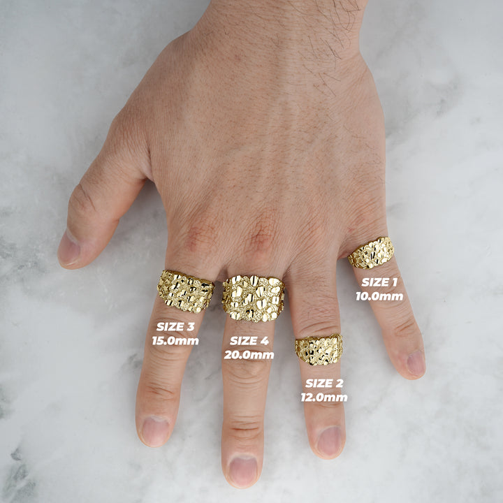10k & 14k Gold Classic Nugget Square Ring