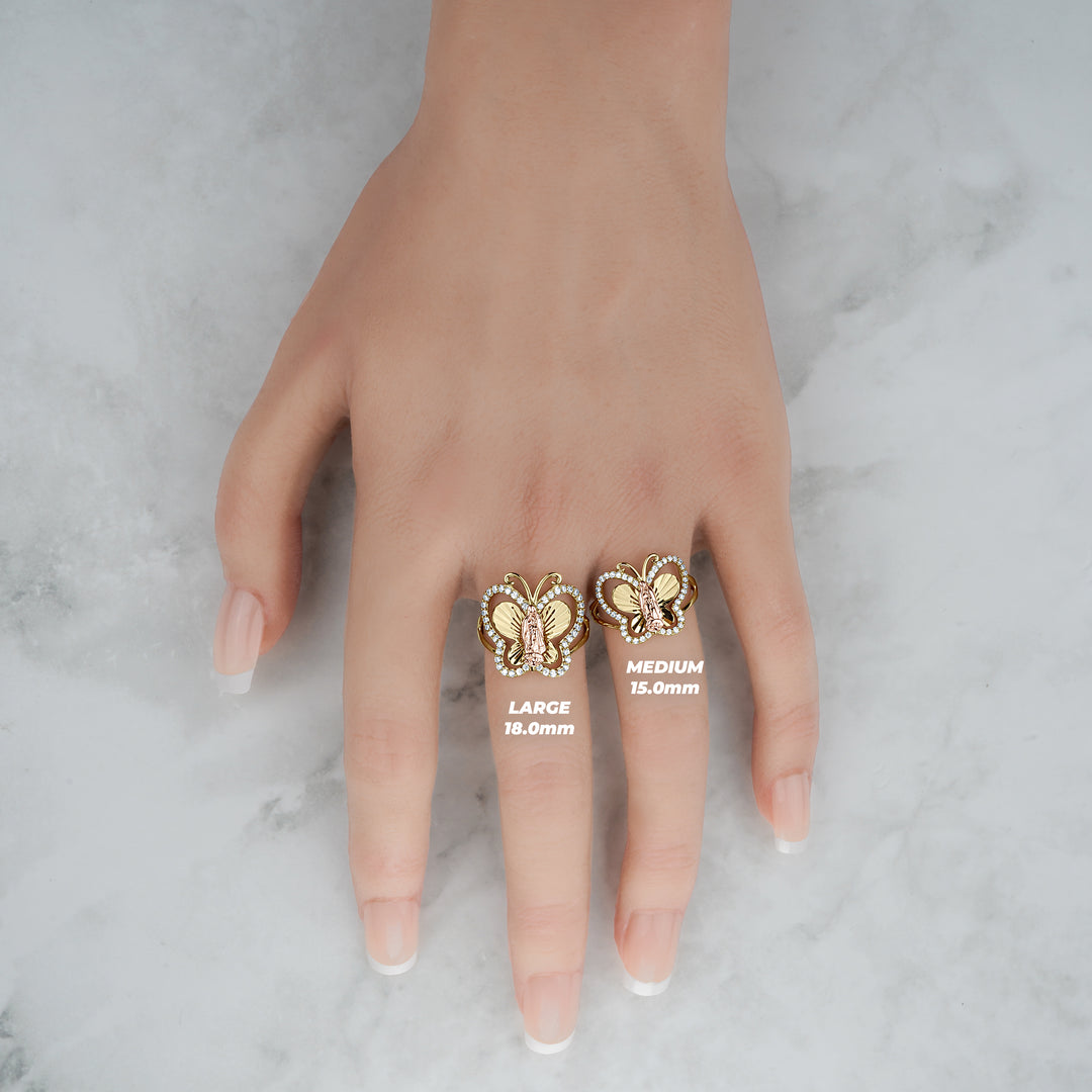 10k & 14k Gold Leir Virgin Mary Guadalupe Butterfly CZ Ring