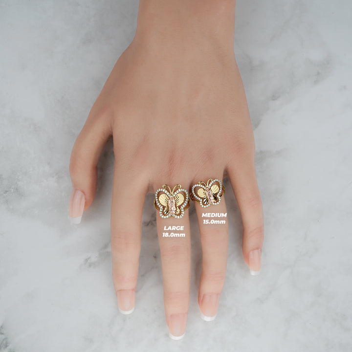 10k & 14k Gold Leir Virgin Mary Guadalupe Butterfly CZ Ring