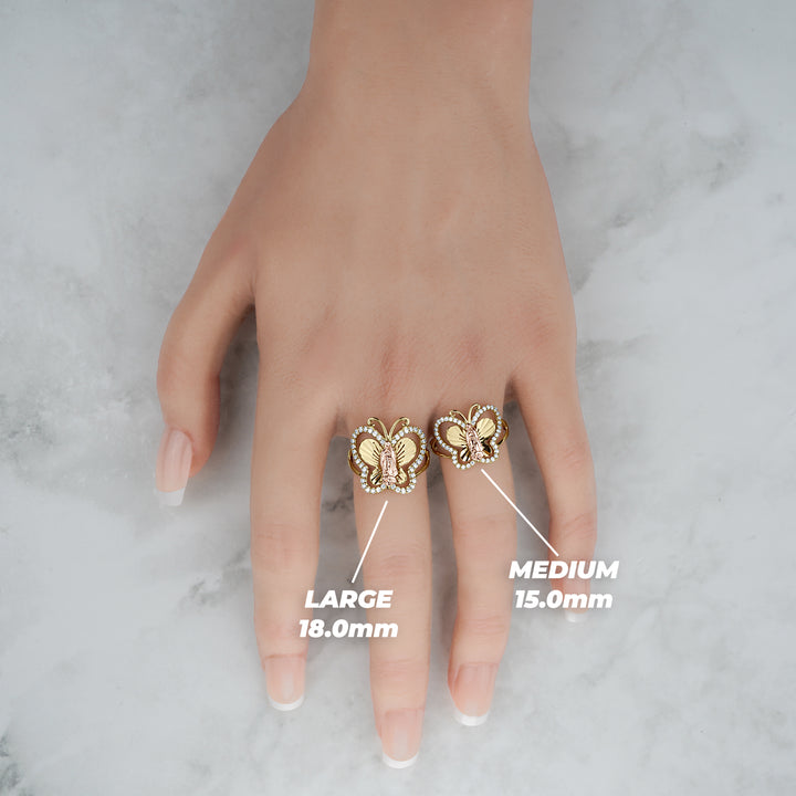 10k & 14k Gold Leir Virgin Mary Guadalupe Butterfly CZ Ring