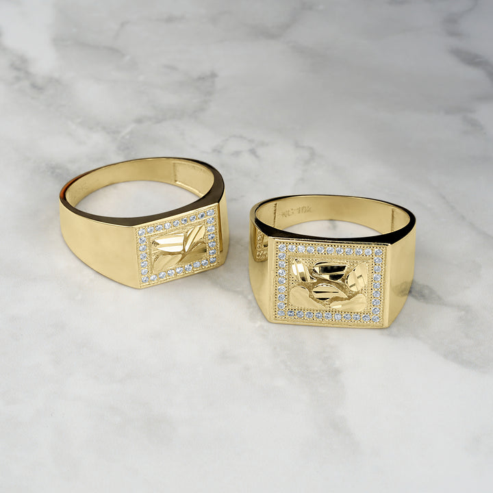 10k & 14k Gold Bling Rectangle Nugget Ring