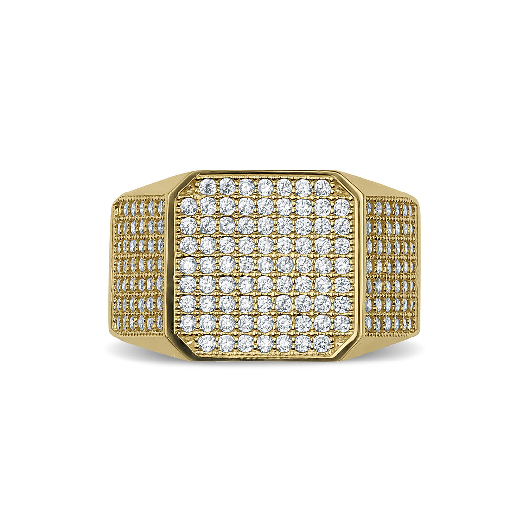 10k & 14k Gold Oren Square Signet Iced CZ Ring